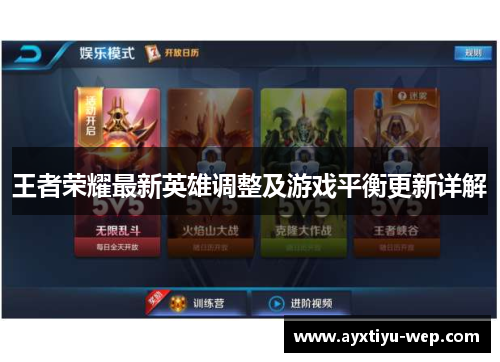 王者荣耀最新英雄调整及游戏平衡更新详解